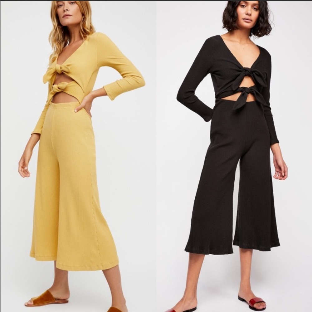 NWT Free People LOOK AT ME Jumpsuit, Black/Yellow - Picture 1 of 6